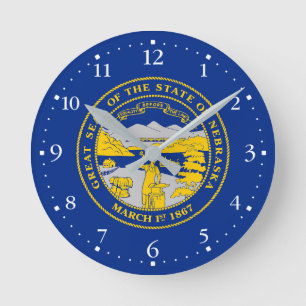 Flagge des Bundesstaates Nebraska Runde Wanduhr