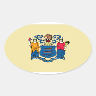 Flagge des Bundesstaates New Jersey Ovaler Aufkleber
