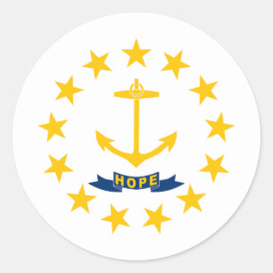Flagge des Bundesstaates Rhode Island Runder Aufkleber