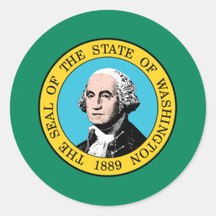 Flagge des Bundesstaates Washington Runder Aufkleber