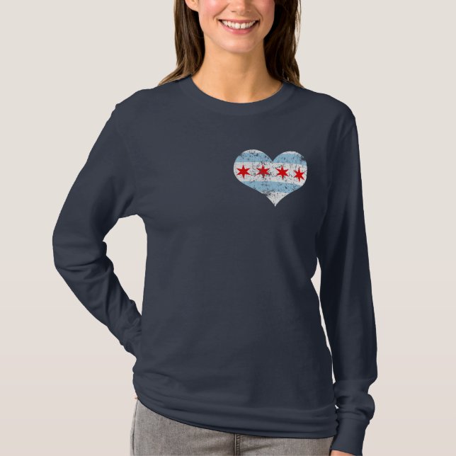Flagge des Chicago-Herzt-shirts T-Shirt (Vorderseite)