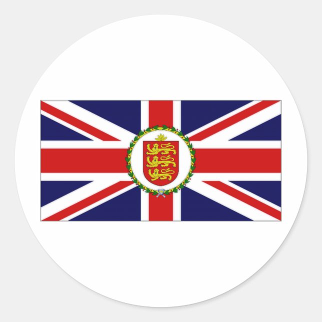 Flagge des Gouverneurs von Guernsey Lieutenant Runder Aufkleber (Vorderseite)
