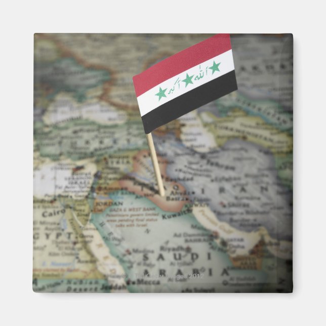 Flagge des Irak auf Karte Magnet (Vorne)