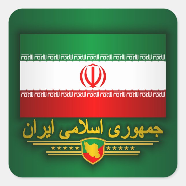 Flagge des Iran Apparel Quadratischer Aufkleber (Vorderseite)