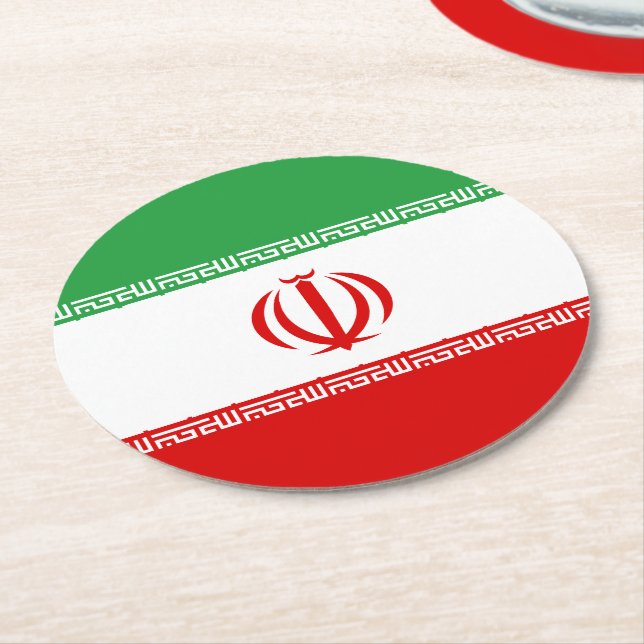 Flagge des Iran Runder Pappuntersetzer (Angewinkelt)