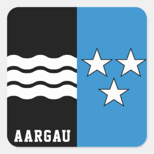 Flagge des Kantons Aargau Quadratischer Aufkleber