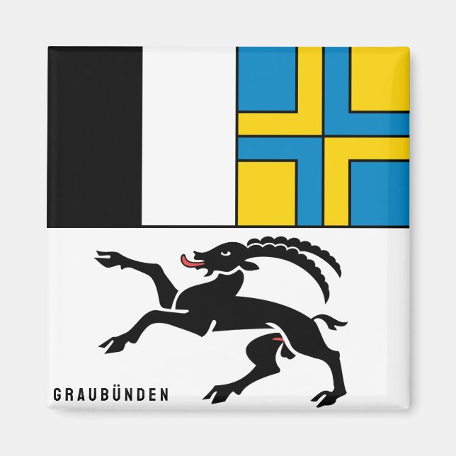 Flagge des Kantons Graubünden, Schweiz Magnet (Vorne)