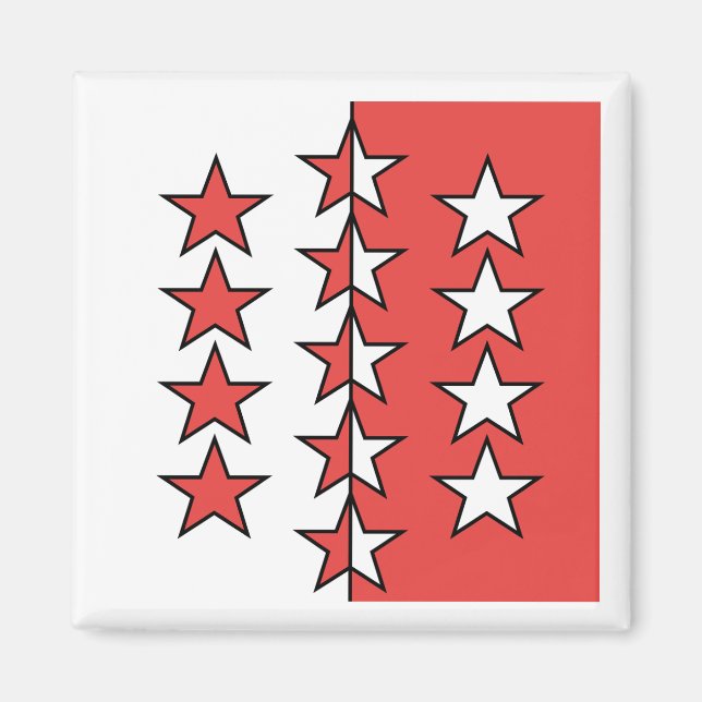 Flagge des Kantons Wallis, Schweiz Magnet (Vorne)