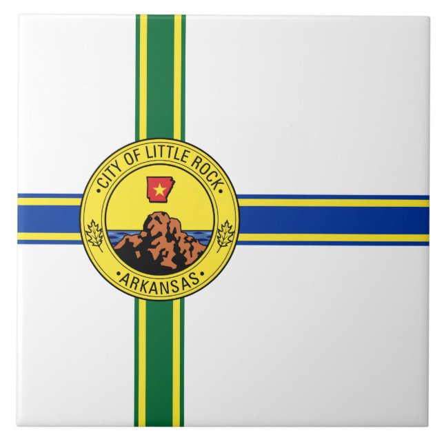 Flagge des Kleinen Felsen (Arkansas) Fliese (Vorderseite)