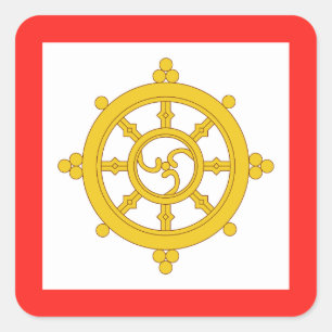 Flagge des Königreichs Sikkim Quadratischer Aufkleber