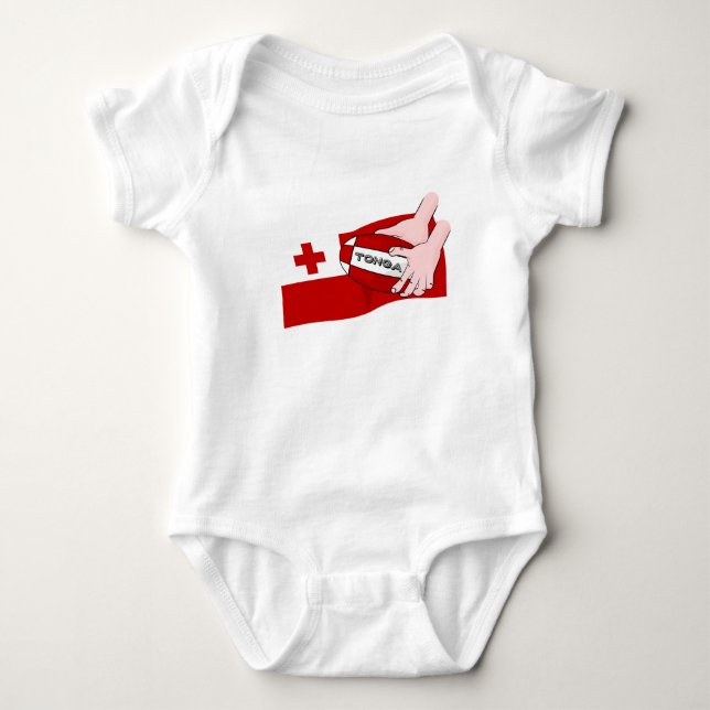 Flagge des Königreichs Tonga Tongan Rugby Baby Strampler (Vorderseite)