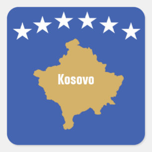 Flagge des Kosovo Quadratischer Aufkleber