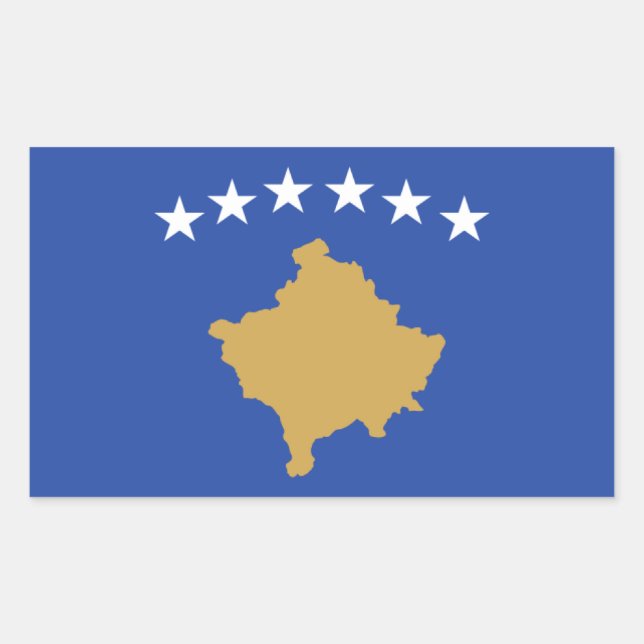 Flagge des Kosovo Rechteckiger Aufkleber (Vorderseite)