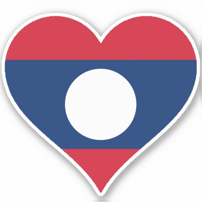 Flagge des Laos Herzens Aufkleber (Vorderseite)