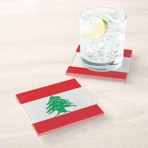 Flagge des Libanon Glasuntersetzer
