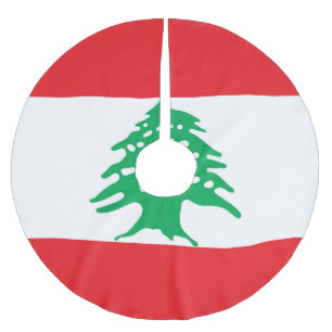 Flagge des Libanon Polyester Weihnachtsbaumdecke