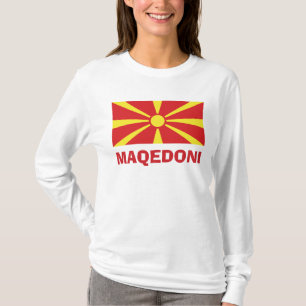 Flagge des Maqedoni-Langschläfer-T - Shirt