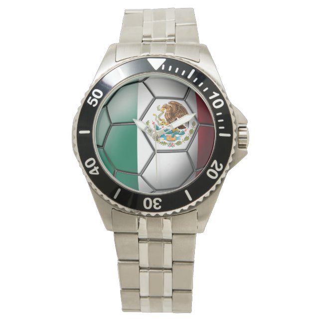 Flagge des mexikanischen Fußball-Balls Armbanduhr (Vorderseite)