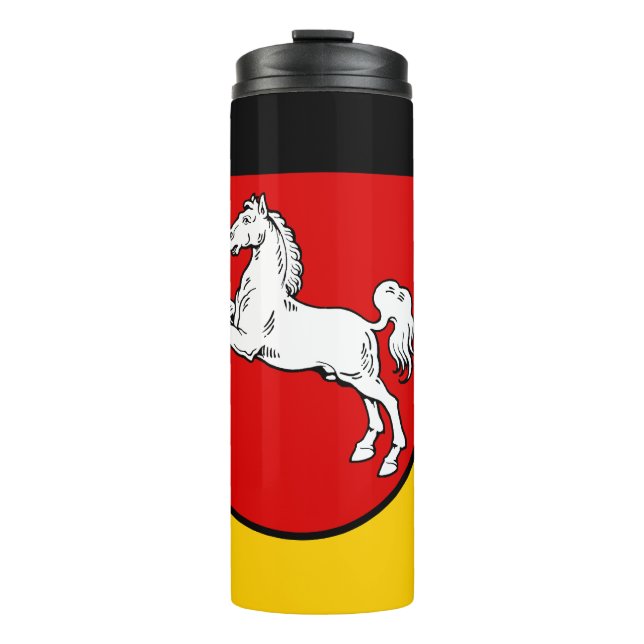 Flagge des Niedersächsischen Thermaltummers Thermosbecher (Vorderseite)
