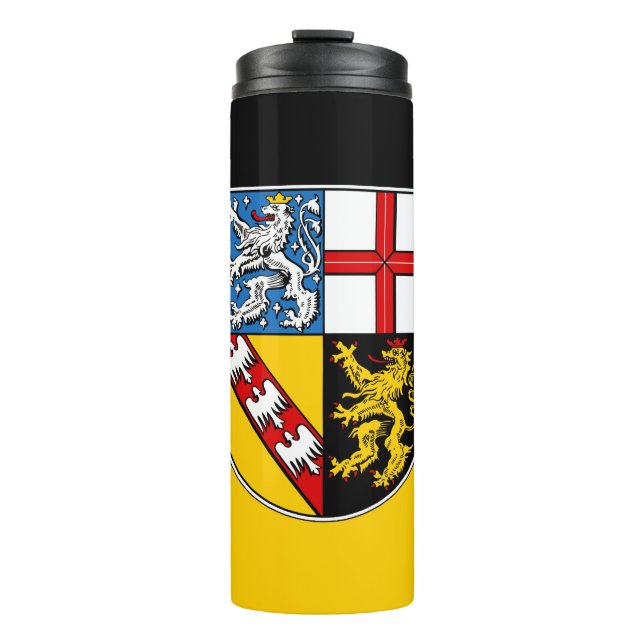 Flagge des Saarland-Thermaltummers Thermosbecher (Vorderseite)