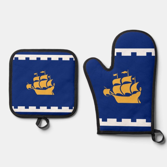 Flagge des Serviertabletts von Quebec Ofenhandschuh & Topflappen-Set (Vorderseite)