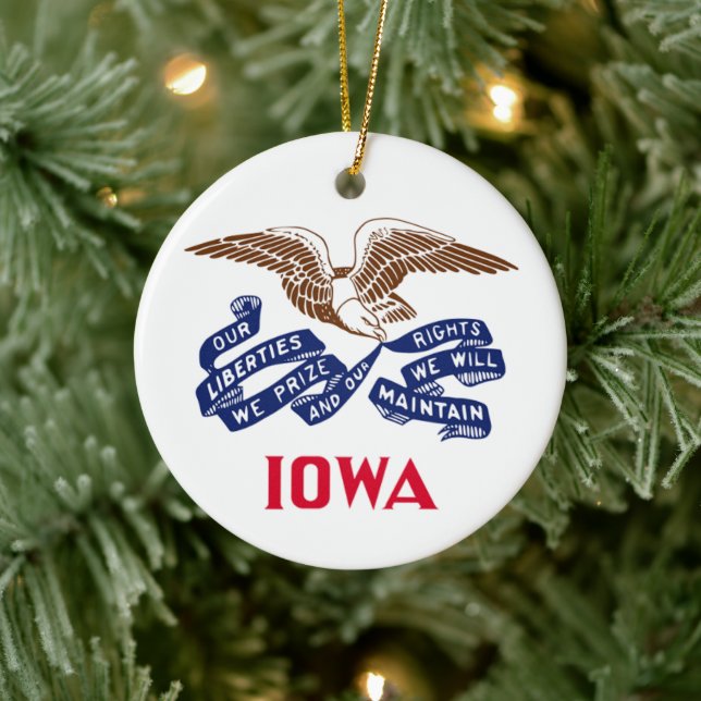 Flagge des Staat Iowa Keramik Ornament (Baum)