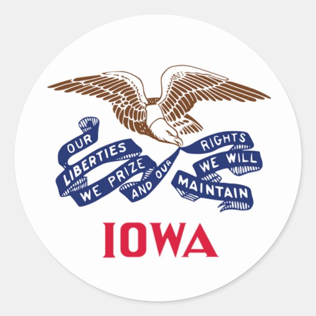 Flagge des Staat Iowa Runder Aufkleber (Vorderseite)