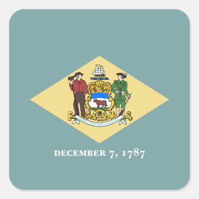 Flagge des Staates Delaware Quadratischer Aufkleber (Vorderseite)