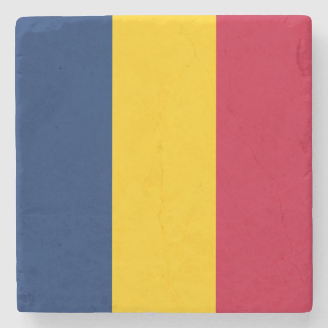 Flagge des Tschad (afrikanisches Land) Steinuntersetzer (Vorderseite)