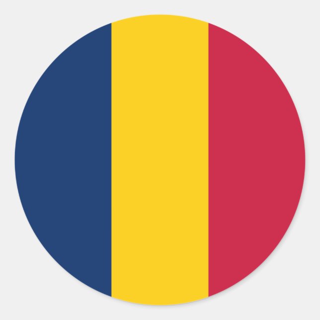 Flagge des Tschad Runder Aufkleber (Vorderseite)