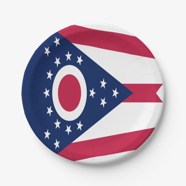 Flagge des US-Bundesstaates Ohio Pappteller (Vorderseite)