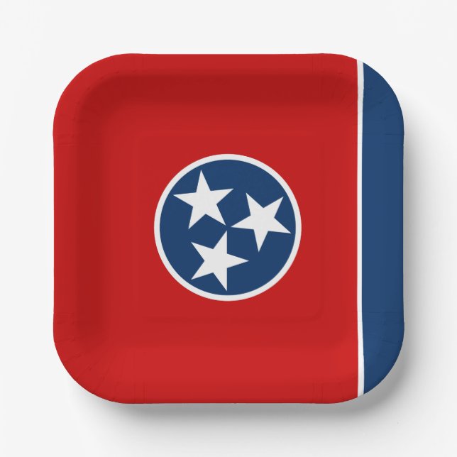 Flagge des US-Bundesstaates Tennessee Pappteller (Vorderseite)