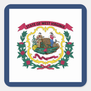 Flagge des US-Bundesstaates West Virginia Quadratischer Aufkleber
