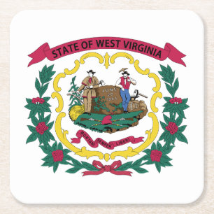 Flagge des US-Bundesstaates West Virginia Rechteckiger Pappuntersetzer