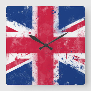 Flagge des Vereinigten Königreichs oder der Union  Quadratische Wanduhr