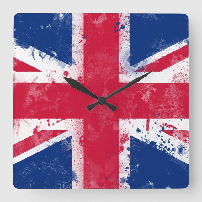 Flagge des Vereinigten Königreichs oder der Union  Quadratische Wanduhr (Vorderseite)