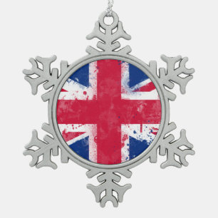 Flagge des Vereinigten Königreichs oder der Union  Schneeflocken Zinn-Ornament