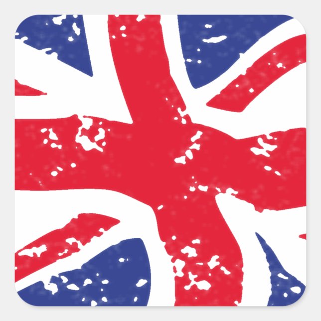 Flagge des Vereinigten Königreichs Quadratischer Aufkleber (Vorderseite)