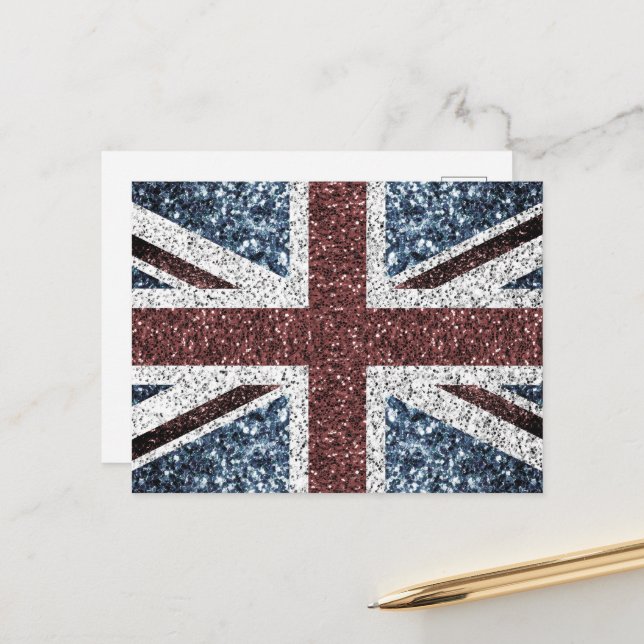 Flagge des Vereinigten Königreichs Rustikale Vinta Postkarte (Vorderseite/Rückseite Beispiel)