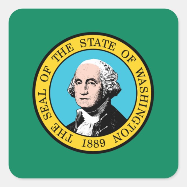 Flagge des Washingtoner Staat Quadratischer Aufkleber (Vorderseite)
