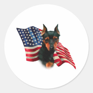 Flagge des Zwergpinscher-(Schwarzes) Runder Aufkleber