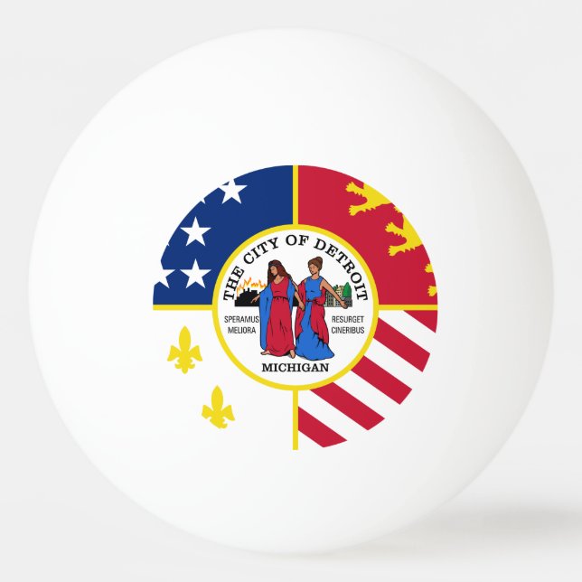 Flagge Detroits, Michigan Ping-Pong Ball (Vorderseite)