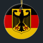 Flagge Deutschlands und Wappen Keramik Ornament<br><div class="desc">Personalisieren Sie diese Flagge von Deutschland und Wappen mit Ihrem Namen.</div>