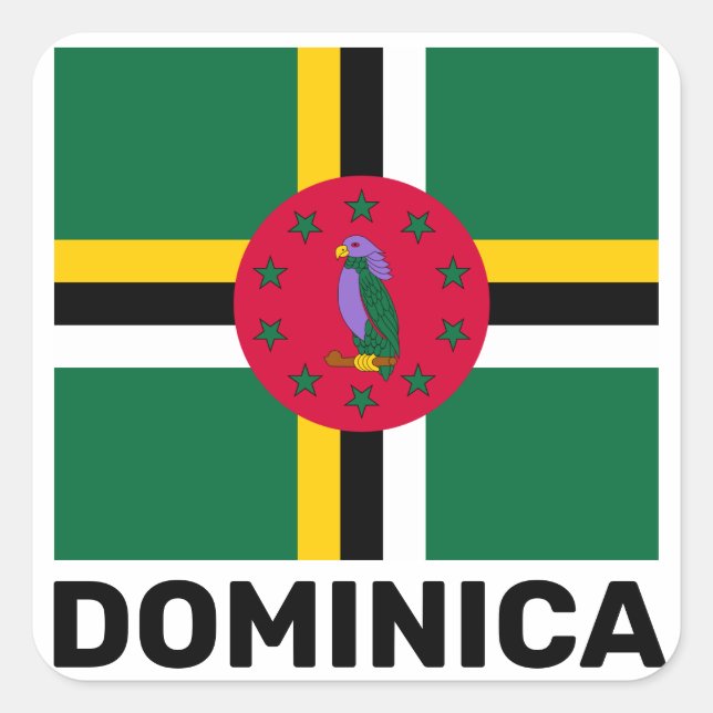 Flagge Dominicas Quadratischer Aufkleber (Vorderseite)