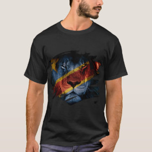 Flagge Dr der Kongo u. afrikanisches Löwe-Bild T-Shirt