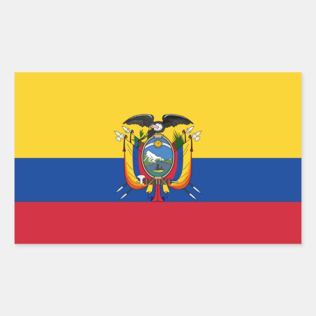 Flagge Ecuadors Rechteckiger Aufkleber (Vorderseite)