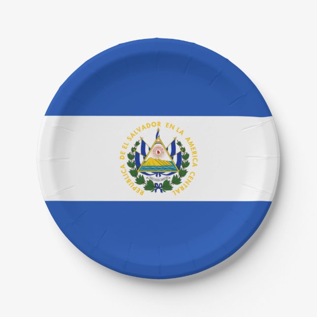 Flagge: El Salvador Pappteller (Vorderseite)