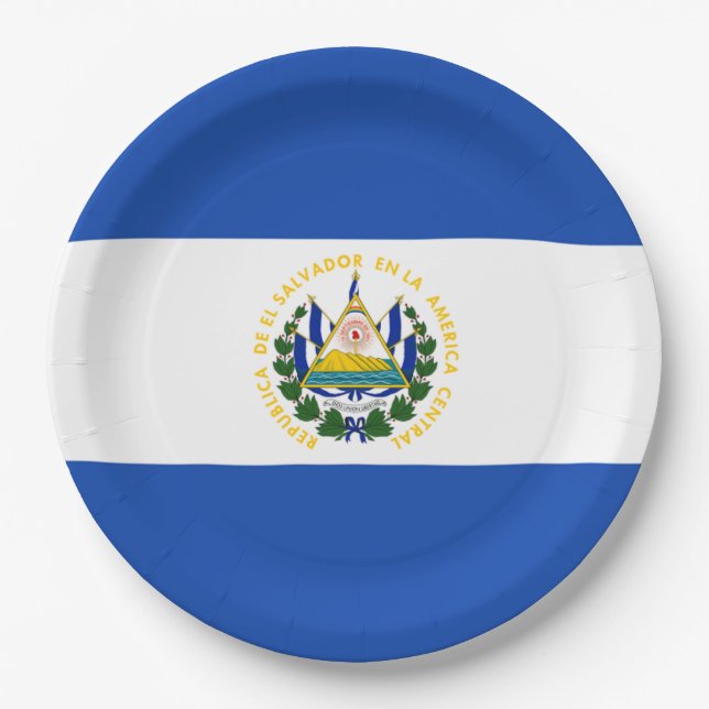 Flagge: El Salvador Pappteller (Vorderseite)