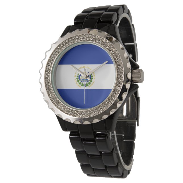 Flagge El Salvadors Armbanduhr (Schrägansicht)