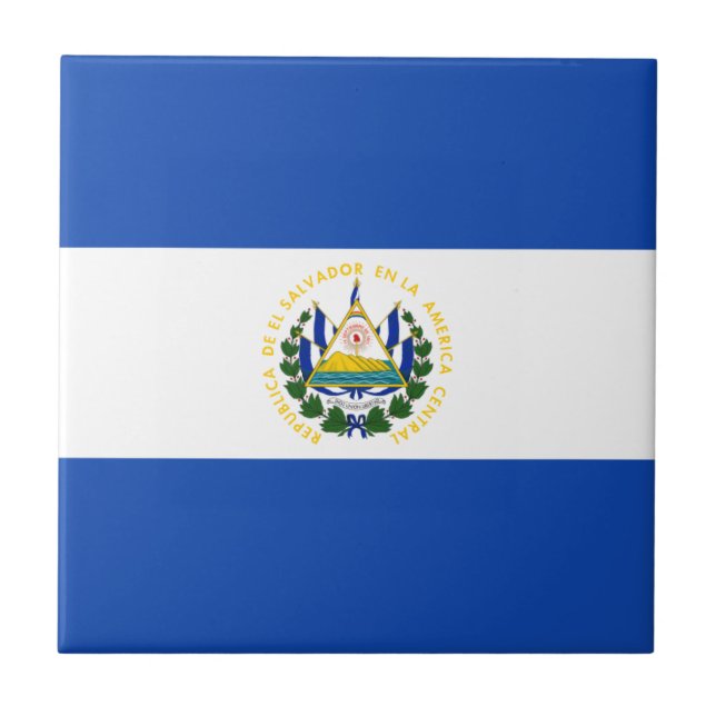 Flagge El Salvadors - Bandera de El Salvador Fliese (Vorderseite)